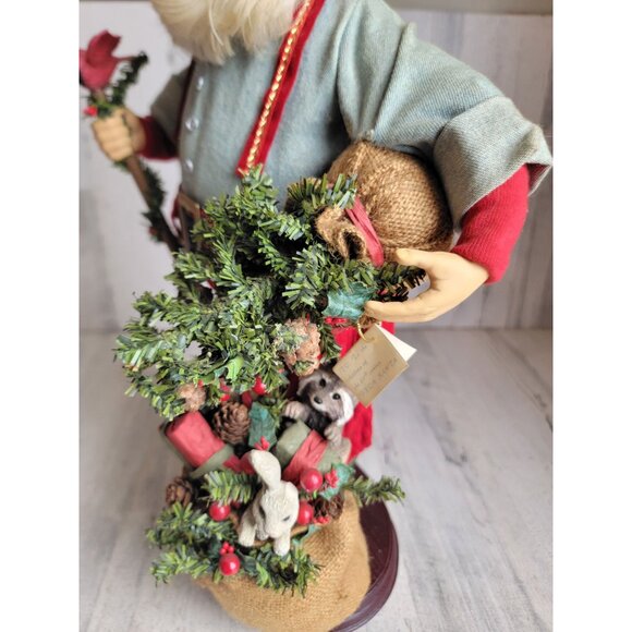 red cardinal Santa Claus statue centerpiece toy bag figure decor Xmas vintage - Picture 9 of 14